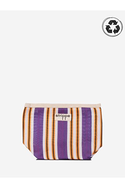 Strippe Sürdürülebilir Geri Dönüştürülmüş Naylon Kumaş Mor Pouch Portföy Çanta