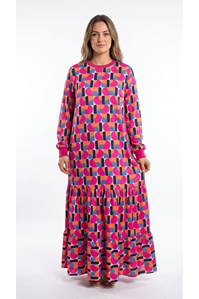 Şeker Portakalım Full Length Cotton Summer Comfortable Dress Multi Color