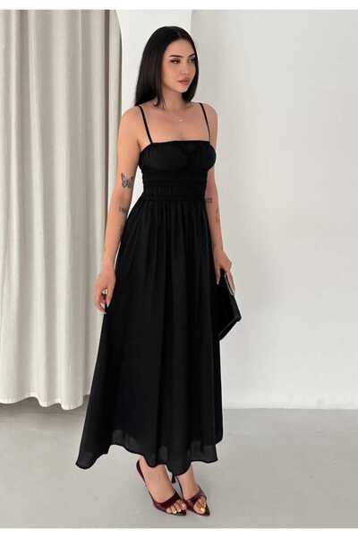 Budan Export Women's Spaghetti Strap Gathered Bust Flared Waist Flared Maxi S...