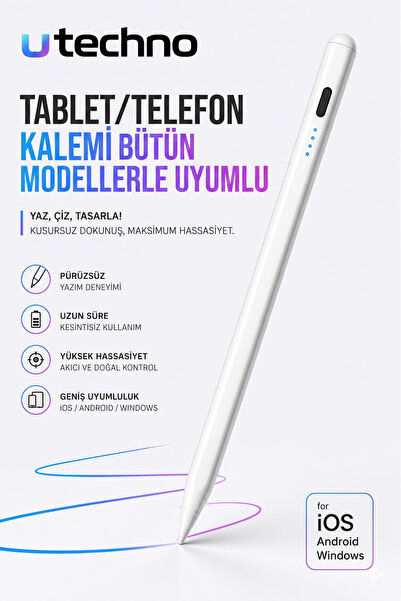 utechno iPad Samsung Huawei Uyumlu Profesyonel Stylus Tablet ve Telefon Çizim...