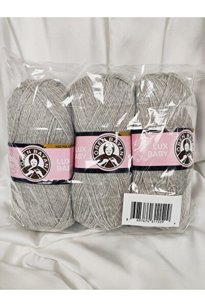 Ören Bayan Lux Baby Silver Hand Knitting Yarn (3 Pieces) 100Gr. Color: 010