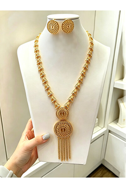 SAMGE Women's Statement Necklace and Earrings Set with Geometric Pendant & Ta...