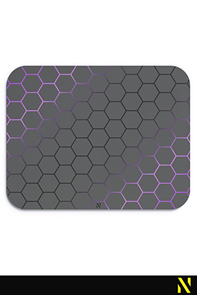 nilizma Mor Siyah Petek Desenli Premium Mouse Pad Kaymaz Taban Ergonomik Ofis...