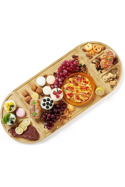 Garvee 3 Pack Bamboo Charcuterie Boards Set, Large Bamboo Cheese Board Set Wi...