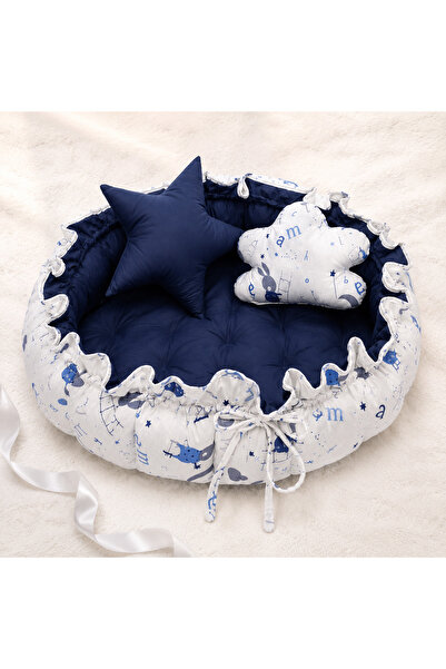 Al Fajr Babys 3-in-1 Luxury Baby Nest Lounger & Play Mat Set – Navy Blue Moon...