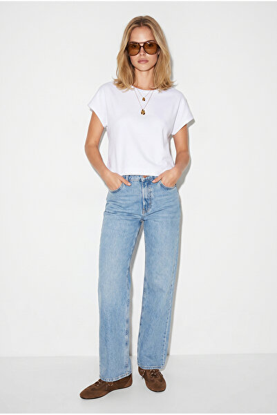 VENA Wanda Snow Wash Wide Leg Jean Pants-Snow Wash