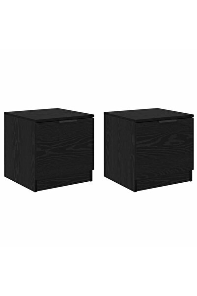 vidaxl Dulap de pat 2 pcs Stejar Negru 40 x 39 x 40cm Lemn compozit