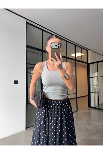 BB Bensu Buyruk Fi̇ti̇lli̇ Basic T-Shirt Gray