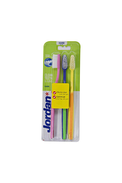 JORDAN Classic Hard Bristle Toothbrushes (3-Pack)