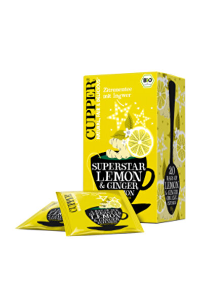 cupper Ceai Organic Lemon Superstar cu Lămâie și Ghimbir, Cupper, 20 Pliculețe