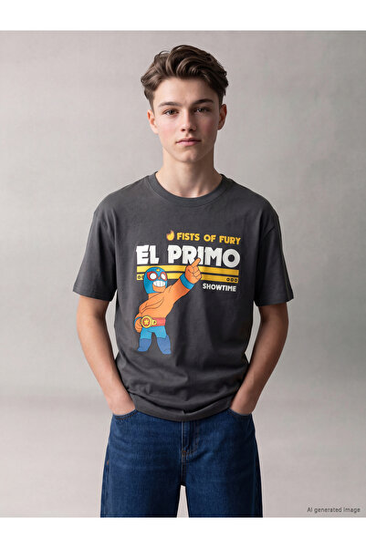 LC Waikiki Tricou de băieți cu guler rotund și imprimeu Brawl Stars