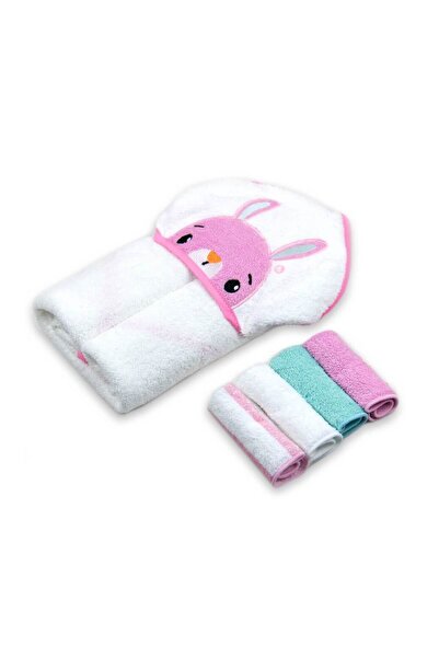 Mother's Choice Baby Gift Set with Hooded Towel and 4 Mini Towels, Cotton, Bunny