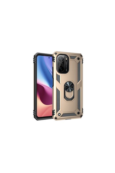 Generic Brand Poco f3 case with sofia ring silicone cover - gold