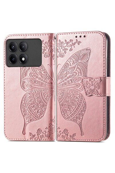 sscase Butterfly Love Θήκη Πορτοφόλι Rose Gold (Xiaomi Poco X6 Pro 5G)