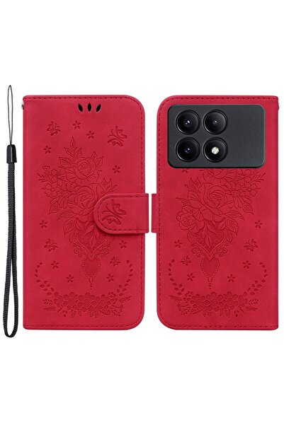 sscase Butterfly Rose Θήκη Πορτοφόλι Red (Xiaomi Poco X6 Pro 5G)