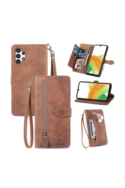 sscase Embossed Flower Θήκη Πορτοφόλι Brown (Samsung Galaxy A13 4G)