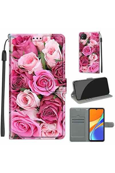 sscase Voltage Colored Drawing θήκη Πορτοφόλι C17 Green Leaf Pink Rose (Xiaom...