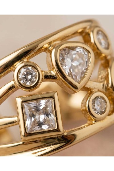XUPING JEWELRY Zircon Stone Drop Model Gold Ring
