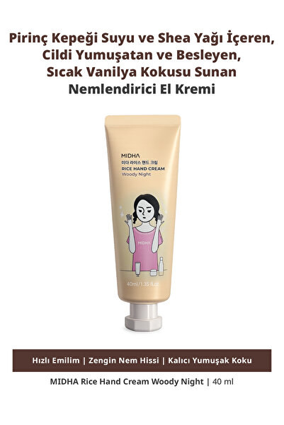 MIDHA Sıcak Vanilya Kokulu Cildi Yumuşatan Nemlendirici El Kremi Rice Hand Cr...