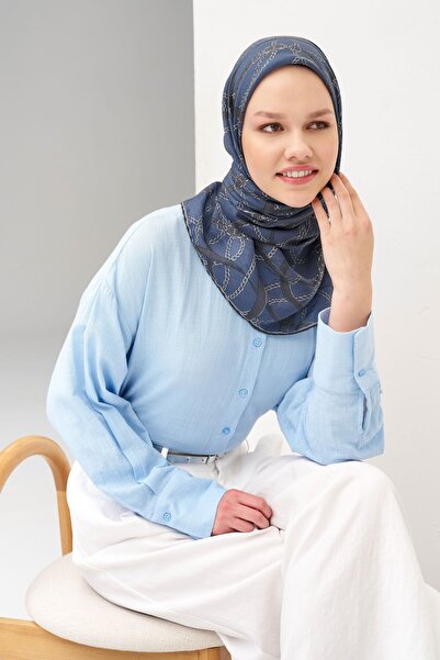 Silk Home حزام وشاح مونار باللون النيلي 90x90