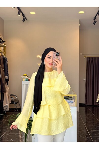 Gizem Karademir Boutique Sarı Fırfırlı Gömlek