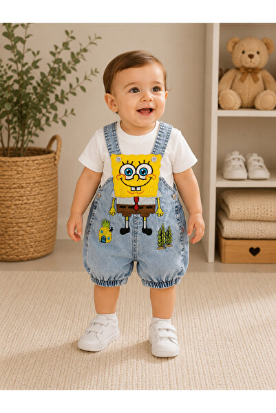 MASAL BEBE KİDS UNISEX SÜNGER BOB KOT SALOPET 2Lİ