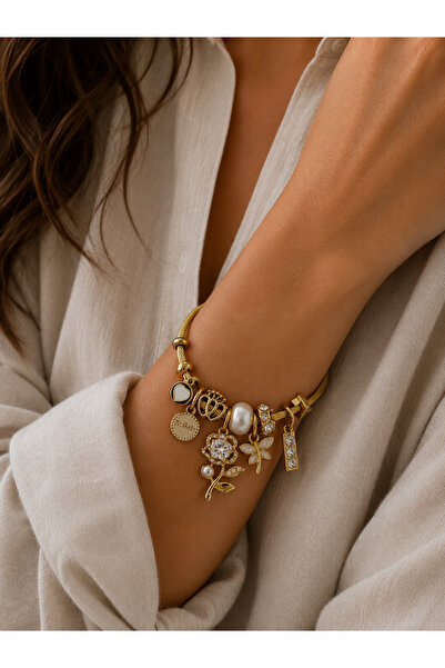 Liva Group Atelier Çelik Charm İncili Kelepçe Bileklik