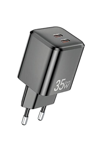 AWEI Φορτιστής χωρίς καλώδιο GaN με 2 θύρες USB-C, 35W Power Delivery, Μαύρος...