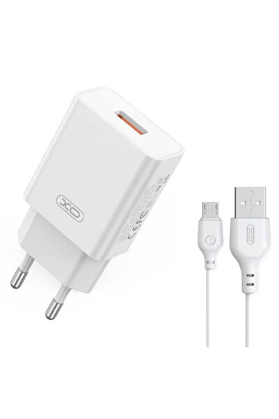 Xo Φορτιστής με θύρα USB-A και καλώδιο micro USB 18W Λευκός (L127)