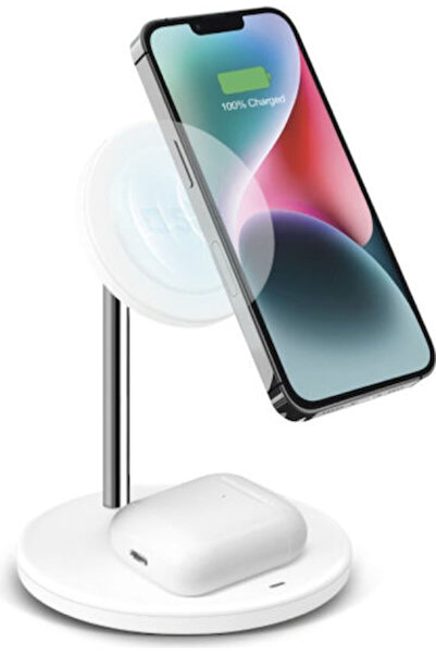 SBS Ασύρματος Φορτιστής (Qi Pad) 15W Λευκός (WIRMAG2IN1)