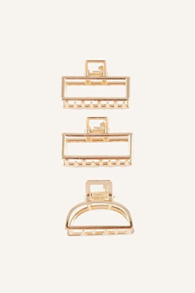 DeFacto Women's Gold Color 3-Piece Hair Clip H6600Axns
