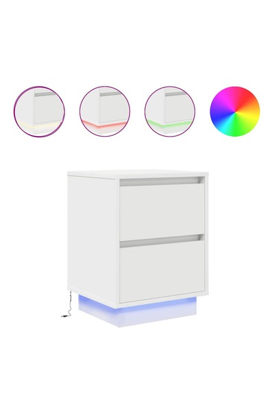 vidaxl Noptiere cu lumini LED 2 buc Alb 38x34x50 cm
