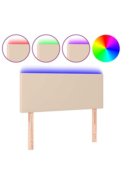 vidaxl Tăblie de pat cu LED, cappuccino, 90x5x78/88cm, piele ecologică