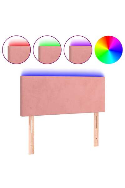 vidaxl Tăblie de pat cu LED, roz, 90x5x78/88 cm, catifea