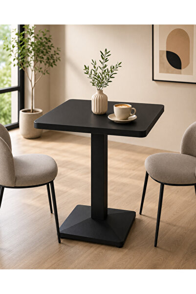 TrentonGCC Modern Square Coffee Table – Black Pedestal Accent Table for Cafe,...