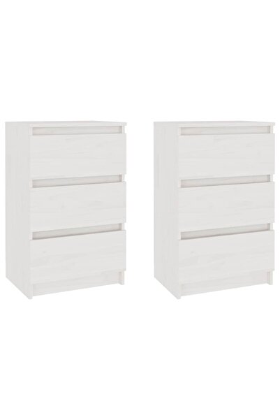 vidaxl Bedside tables, 2 pcs, white, 40x29.5x64 cm, solid pine wood