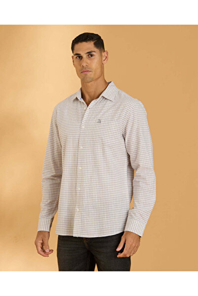 REDTAG Men Beige Check Shirt