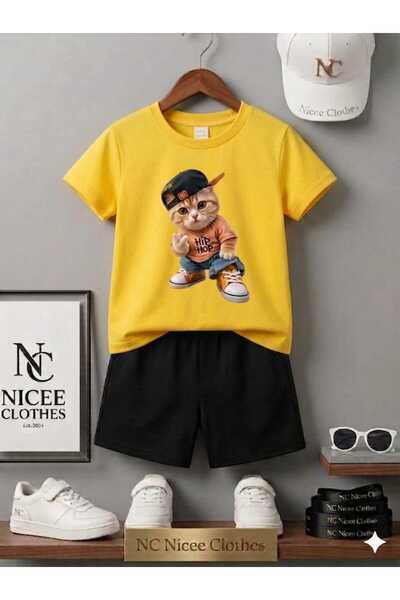 NC Nicee Clothes Tricou și pantaloni scurți de vară pentru copii, unisex (pis...