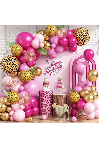 Baloane Vesele Set Arcada Baloane Aniversare Safari Pink 100 Piese cu Baloane...