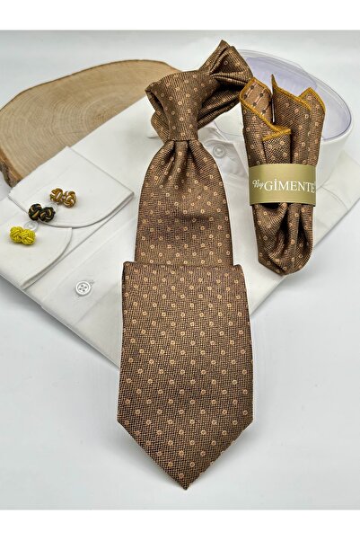 Gutiero Classic Tie with Gold Patterned Handkerchief