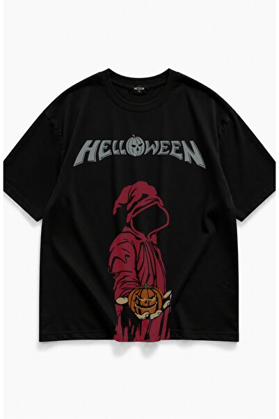 Fuddy Moda Unisex majica sa širokim izrezom i otiskom bundeve Helloween rock ...