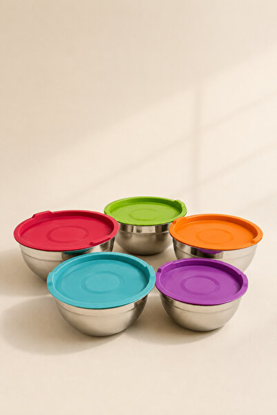 Mirilliahome 5-Piece Stainless Steel Mixing Bowl Set with Lids, Stackable Sto...