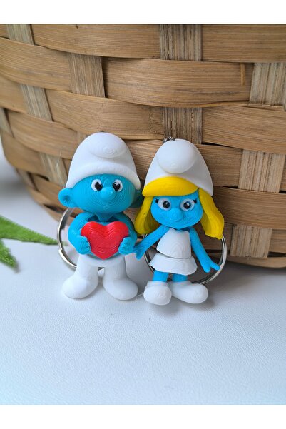 Esey Dizayn Şirine ve Şirin 3D MİNİ BOY Çift Anahtarlık- Okul Çantası Süsü - ...