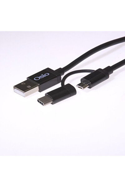OSIO OTU-495B Καλώδιο USB σε micro USB & USB TYPE C με αντάπτορα – 1 m