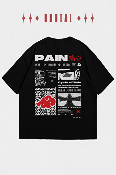 Brutal Dept. Pain Akatsuki Oversize Unisex Black Anime Printed T-Shirt |   Na...