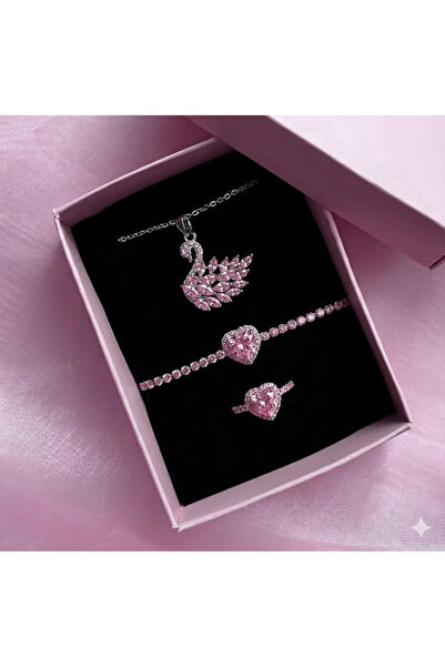 ArtBDesign Kuğu Kolye ve Kalpli Set