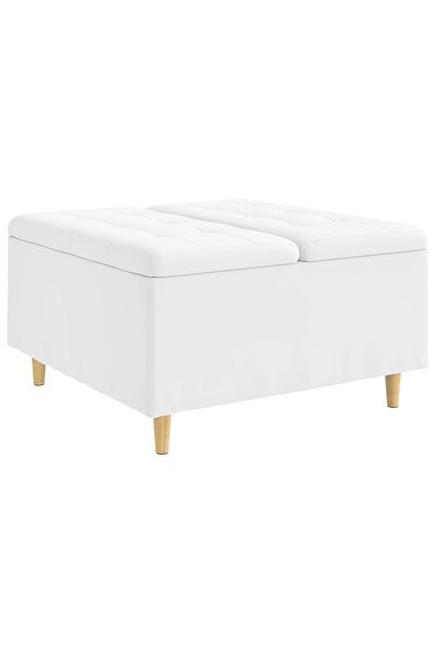 vidaxl Ottomană de depozitare Alb 80 x 80 x 45 cm Piele artificială
