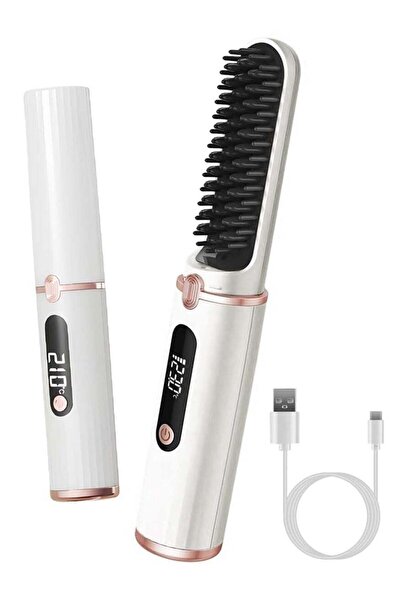 Arabest Portable Hair Straightener Brush,Mini Cordless,Anti-Scald Ceramic Pla...