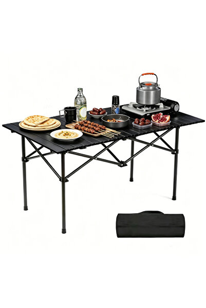 wayawaa Roll-up Folding Camping Table, 95 x 55 cm Lightweight Roll-up Picnic ...