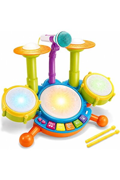 Arabest Toddler Drum Set,All-in-One,Microphone,Lights,Interactive Musical Ins...